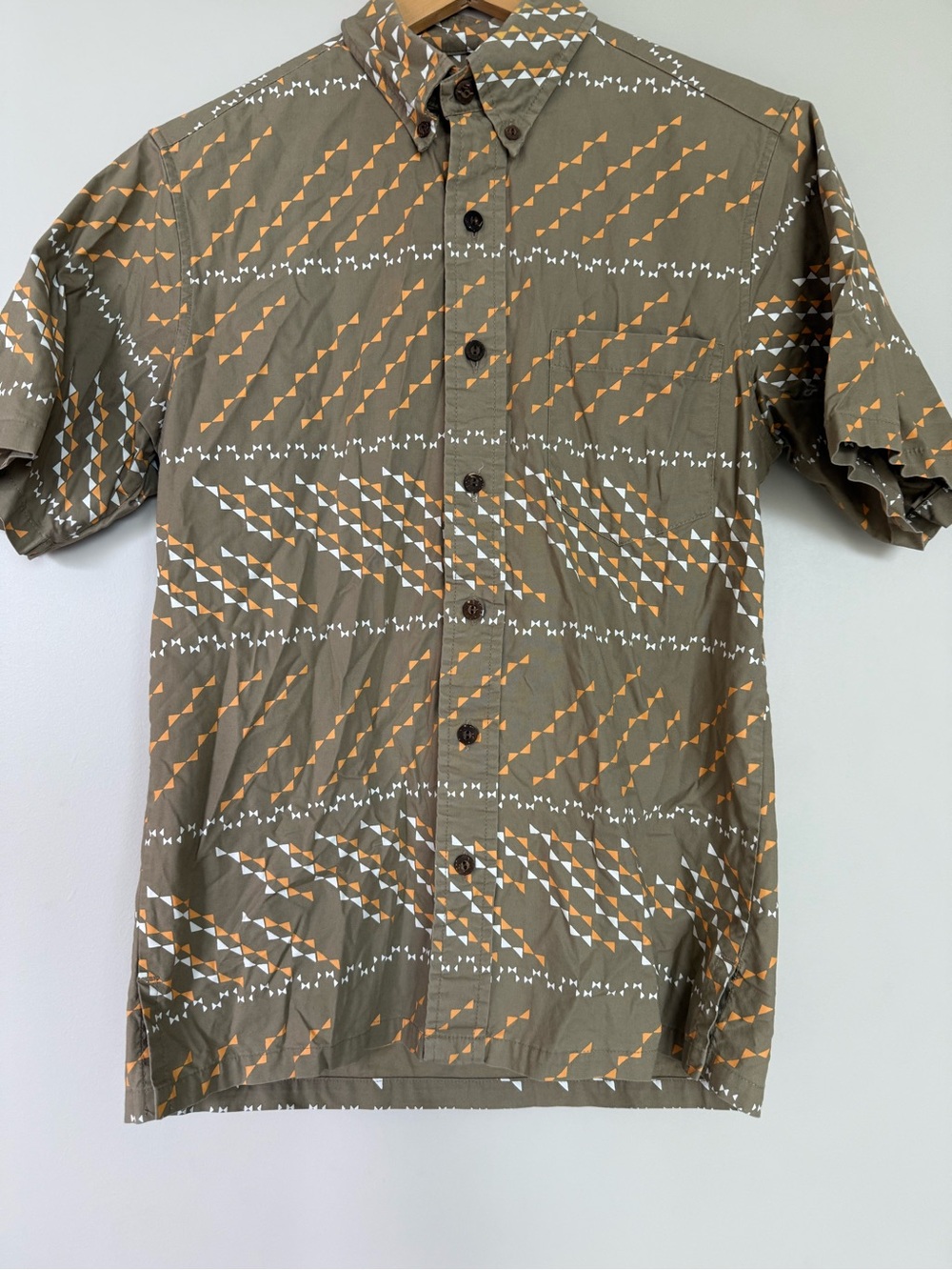 Sig Zane Brown and Orange Short-Sleeve Geometric Button-Up